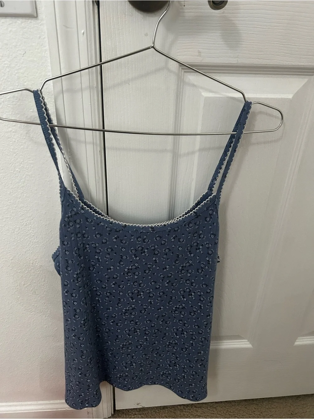 No Boundaries Blue Floral Lace-Trim Cami